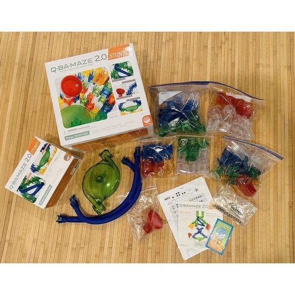 Q-BA-MAZE 2.0 Mega Stunts Set + Zoom Stunt Set Marble Maze Complete Mindware - Picture 4 of 15